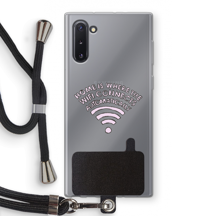 CaseCompany Home Is Where The Wifi Is: Samsung Galaxy Note 10 Transparant Hoesje met koord