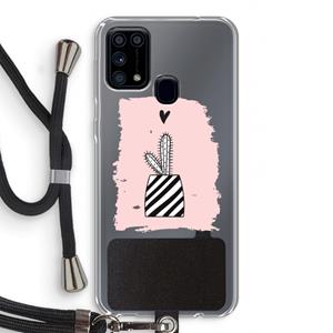CaseCompany Zwart-wit cactus: Samsung Galaxy M31 Transparant Hoesje met koord
