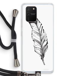 CaseCompany Pluim: Samsung Galaxy S10 Lite Transparant Hoesje met koord