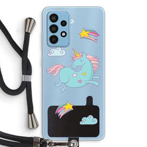 CaseCompany Vliegende eenhoorn: Samsung Galaxy A52 Transparant Hoesje met koord