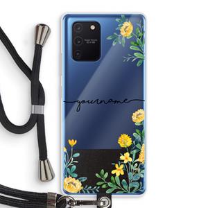 CaseCompany Gele bloemen: Samsung Galaxy Note 10 Lite Transparant Hoesje met koord
