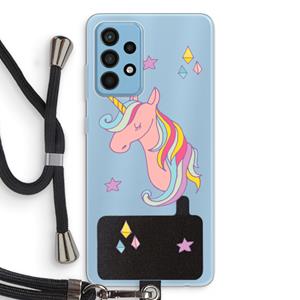 CaseCompany Roze eenhoorn: Samsung Galaxy A52 Transparant Hoesje met koord