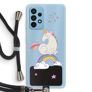 CaseCompany Regenboog eenhoorn: Samsung Galaxy A52 Transparant Hoesje met koord