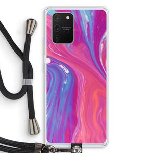 CaseCompany Paarse stroom: Samsung Galaxy S10 Lite Transparant Hoesje met koord