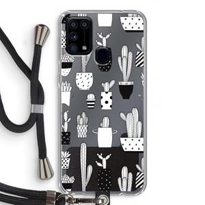 CaseCompany Cactusmotief: Samsung Galaxy M31 Transparant Hoesje met koord