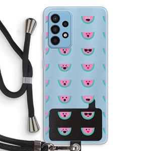 CaseCompany Smiley watermeloenprint: Samsung Galaxy A52 Transparant Hoesje met koord
