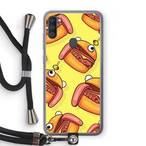 CaseCompany Hamburger: Samsung Galaxy A11 Transparant Hoesje met koord