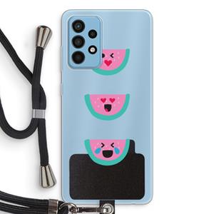 CaseCompany Smiley watermeloen: Samsung Galaxy A52 Transparant Hoesje met koord