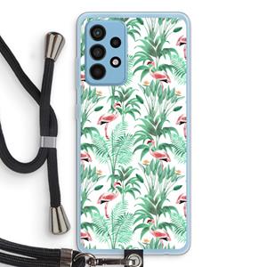 CaseCompany Flamingo bladeren: Samsung Galaxy A52 Transparant Hoesje met koord