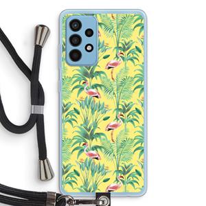 CaseCompany Flamingo party: Samsung Galaxy A52 Transparant Hoesje met koord