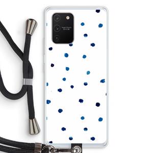 CaseCompany Blauwe stippen: Samsung Galaxy S10 Lite Transparant Hoesje met koord
