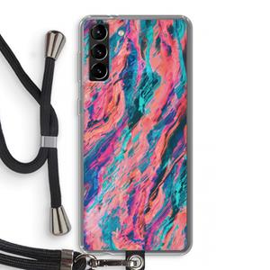 CaseCompany Electric Times: Samsung Galaxy S21 Plus Transparant Hoesje met koord