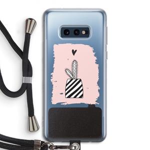 CaseCompany Zwart-wit cactus: Samsung Galaxy S10e Transparant Hoesje met koord