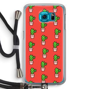 CaseCompany Mini cactus: Samsung Galaxy S6 Transparant Hoesje met koord