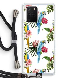 CaseCompany Kleurrijke papegaaien: Samsung Galaxy S10 Lite Transparant Hoesje met koord
