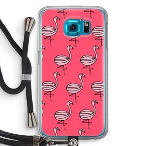 CaseCompany Flamingo: Samsung Galaxy S6 Transparant Hoesje met koord