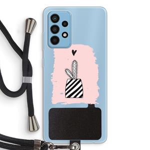 CaseCompany Zwart-wit cactus: Samsung Galaxy A52 Transparant Hoesje met koord