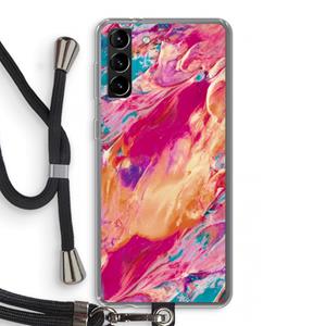 CaseCompany Pastel Echoes: Samsung Galaxy S21 Plus Transparant Hoesje met koord