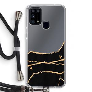 CaseCompany Gouden marmer: Samsung Galaxy M31 Transparant Hoesje met koord