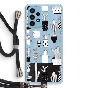CaseCompany Cactusmotief: Samsung Galaxy A52 Transparant Hoesje met koord