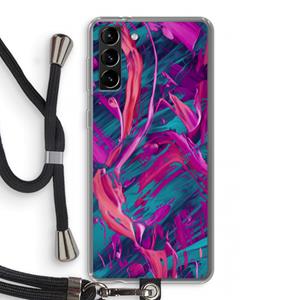 CaseCompany Pink Clouds: Samsung Galaxy S21 Plus Transparant Hoesje met koord