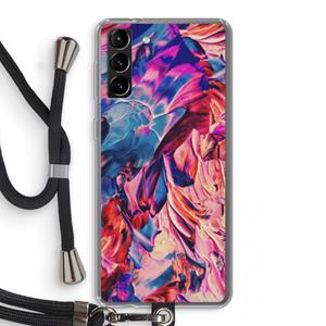CaseCompany Pink Orchard: Samsung Galaxy S21 Plus Transparant Hoesje met koord