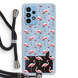 CaseCompany Flamingoprint groen: Samsung Galaxy A52 Transparant Hoesje met koord