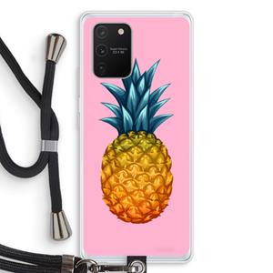 CaseCompany Grote ananas: Samsung Galaxy S10 Lite Transparant Hoesje met koord