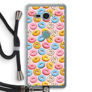 CaseCompany Pink donuts: Sony Xperia XZ2 Compact Transparant Hoesje met koord