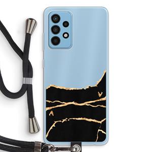 CaseCompany Gouden marmer: Samsung Galaxy A52 Transparant Hoesje met koord