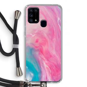 CaseCompany Roze explosie: Samsung Galaxy M31 Transparant Hoesje met koord