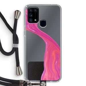 CaseCompany Paarse stroom: Samsung Galaxy M31 Transparant Hoesje met koord