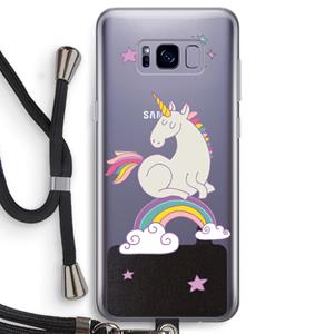 CaseCompany Regenboog eenhoorn: Samsung Galaxy S8 Transparant Hoesje met koord
