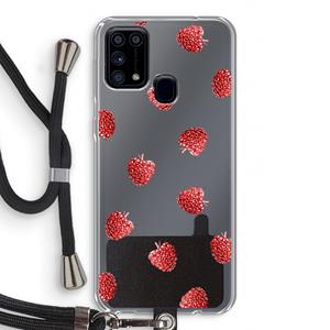 CaseCompany Framboosjes: Samsung Galaxy M31 Transparant Hoesje met koord