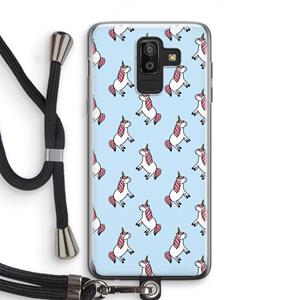 CaseCompany Eenhoorns overal: Samsung Galaxy J8 (2018) Transparant Hoesje met koord