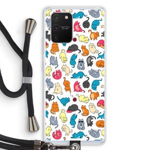 CaseCompany Kleurrijke katten: Samsung Galaxy S10 Lite Transparant Hoesje met koord