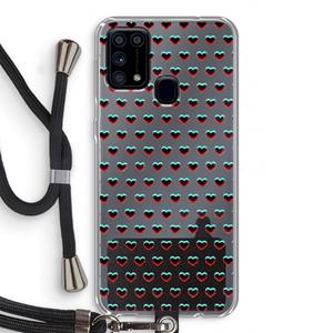 CaseCompany Hartjes: Samsung Galaxy M31 Transparant Hoesje met koord