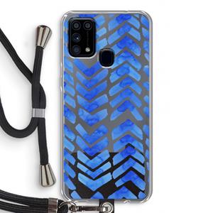 CaseCompany Blauwe pijlen: Samsung Galaxy M31 Transparant Hoesje met koord