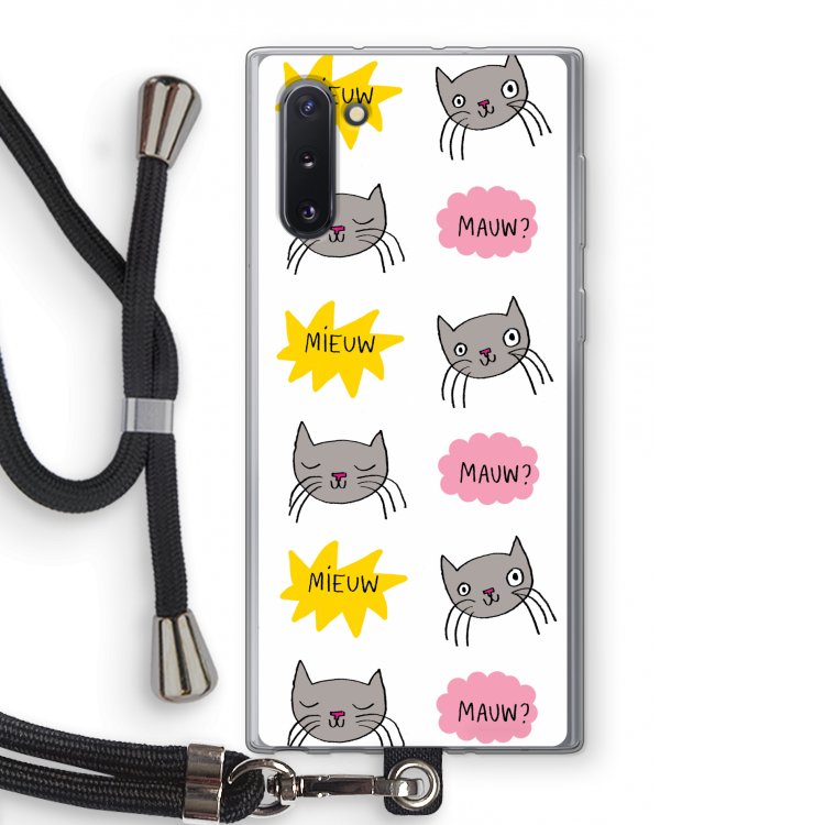 CaseCompany Meow: Samsung Galaxy Note 10 Transparant Hoesje met koord