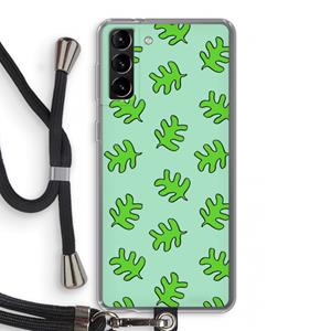 CaseCompany Groene blaadjes: Samsung Galaxy S21 Plus Transparant Hoesje met koord