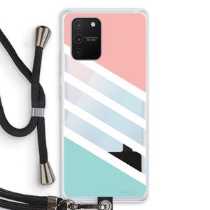 CaseCompany Strepen pastel: Samsung Galaxy S10 Lite Transparant Hoesje met koord