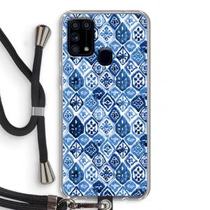 CaseCompany Blauw motief: Samsung Galaxy M31 Transparant Hoesje met koord