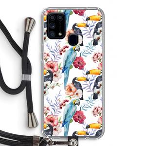 CaseCompany Bloemen tukan: Samsung Galaxy M31 Transparant Hoesje met koord