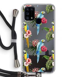 CaseCompany Kleurrijke papegaaien: Samsung Galaxy M31 Transparant Hoesje met koord