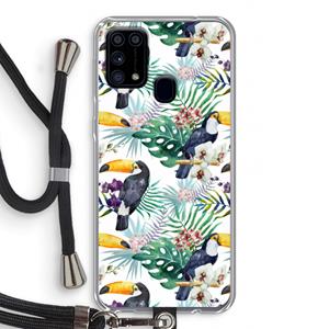 CaseCompany Tukans: Samsung Galaxy M31 Transparant Hoesje met koord