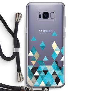 CaseCompany Gekleurde driehoekjes blauw: Samsung Galaxy S8 Transparant Hoesje met koord