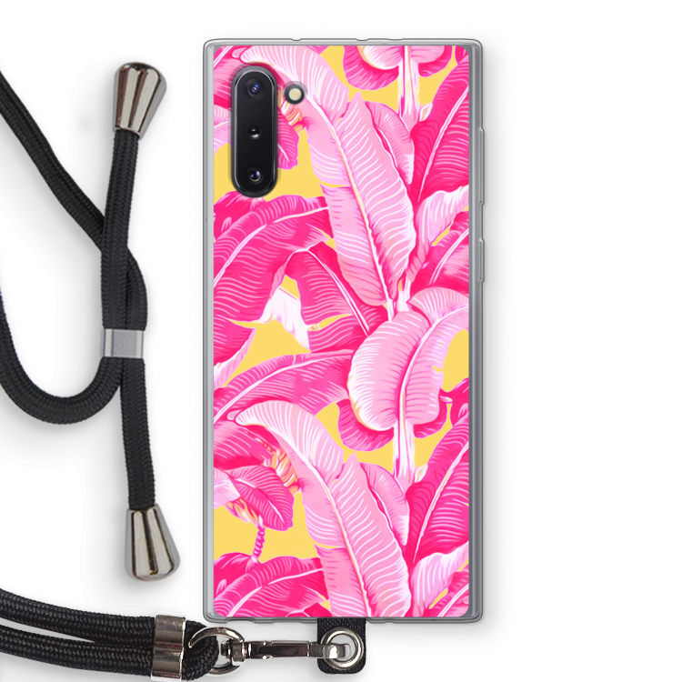 CaseCompany Pink Banana: Samsung Galaxy Note 10 Transparant Hoesje met koord