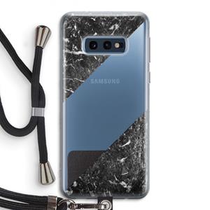 CaseCompany Zwart marmer: Samsung Galaxy S10e Transparant Hoesje met koord