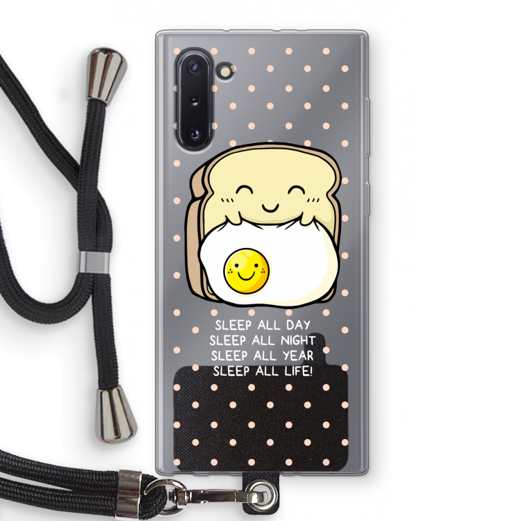 CaseCompany Sleep All Day: Samsung Galaxy Note 10 Transparant Hoesje met koord