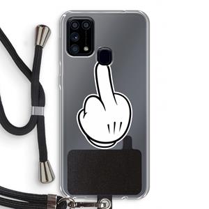 CaseCompany Middle finger white: Samsung Galaxy M31 Transparant Hoesje met koord